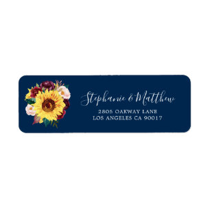 Sonnenblume Navy Blue Burgundy Hochzeitadresse