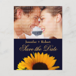 Sonnenblume Navy Blue Custom Foto Save the Date Ankündigungspostkarte
