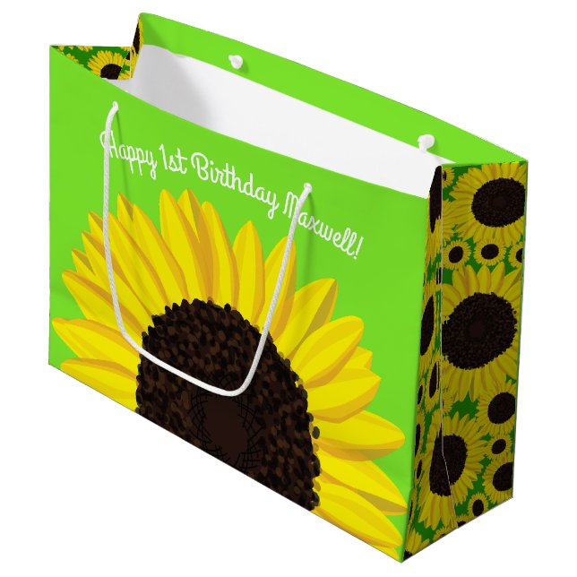 Sonnenblume-niedliche 1. große geschenktüte (Vorderseite Schrägansicht)