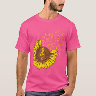 Sonnenblume Noten Musikliebhaber retro T-Shirt