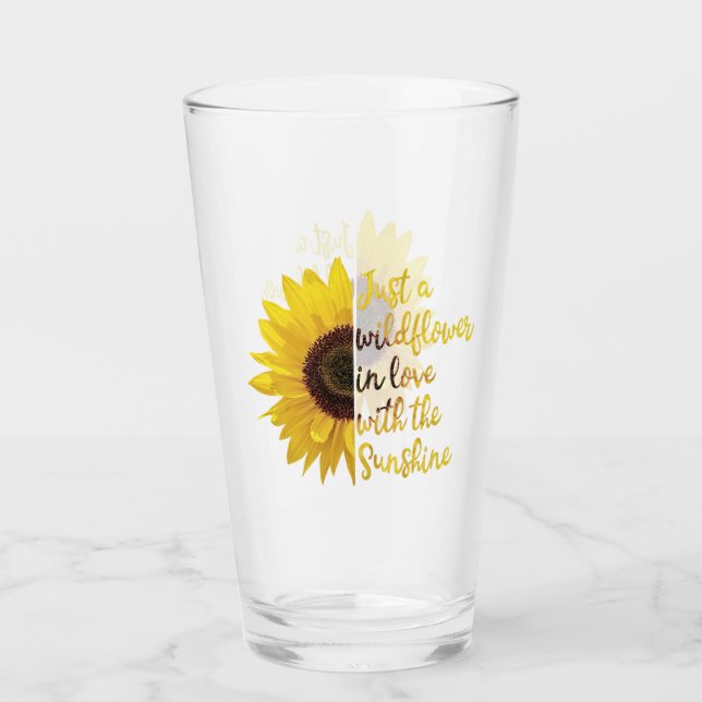 Sonnenblume "Nur eine Wildblume in der Liebe..." Glas (Vorderseite)