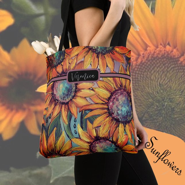 Sonnenblume Orange Blau  (Sunflower Orange Blue Tote )