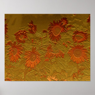 Sonnenblume Orange Gold Floral Art Design Poster
