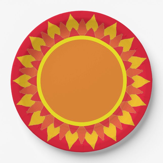 Sonnenblume Orangenpapierplatte Pappteller (Vorderseite)