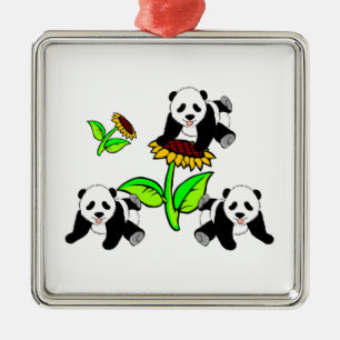 Sonnenblume-Panda-Bären Ornament Aus Metall