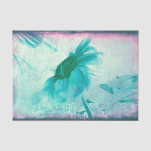 Sonnenblume Pastellgelb Türkis Vintage Antik Seidenpapier