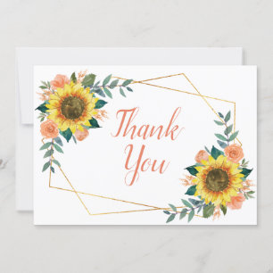 Sonnenblume Peach Floral Geometric Wedding Dankeskarte