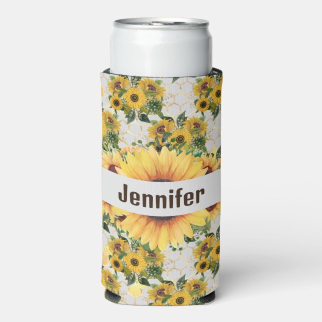 Sonnenblume Personalisieren Name Tall Seltzer Can  Selters Dosenkühler (Seltzer Vorderseite)
