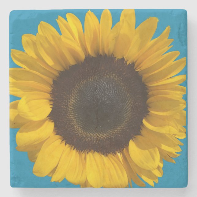 Sonnenblume personalisieren Text Steinuntersetzer (Vorderseite)