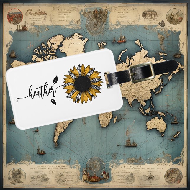 Sonnenblume Personalisiert Name Steppe Gepäckanhänger (Von Creator hochgeladen)