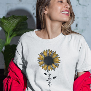 Sonnenblume Personalisiert Name Steppe T-Shirt
