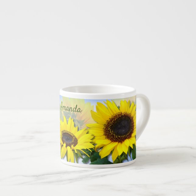 Sonnenblume Personalisierter Text Espresso Espressotasse (Vorderseite Rechts)