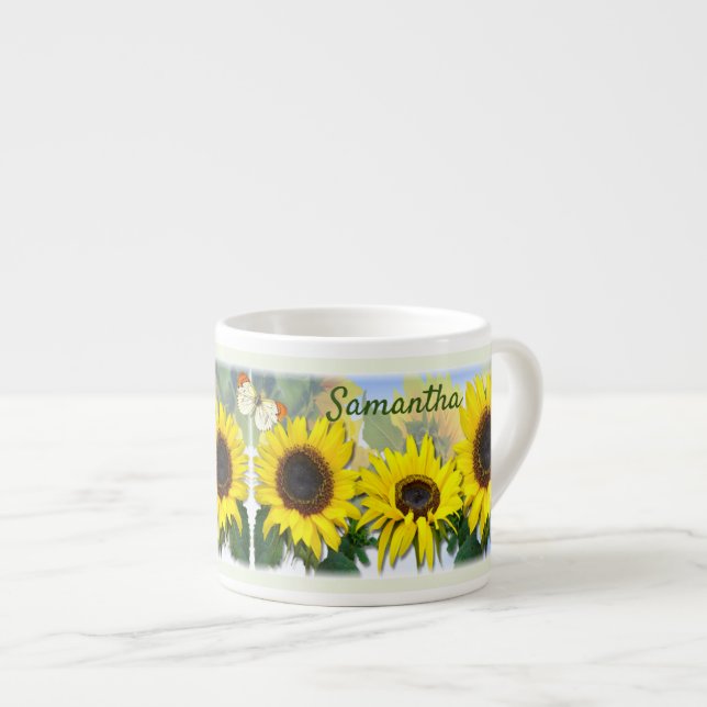 Sonnenblume Personalisierter Text Espresso Espressotasse (Vorderseite Rechts)