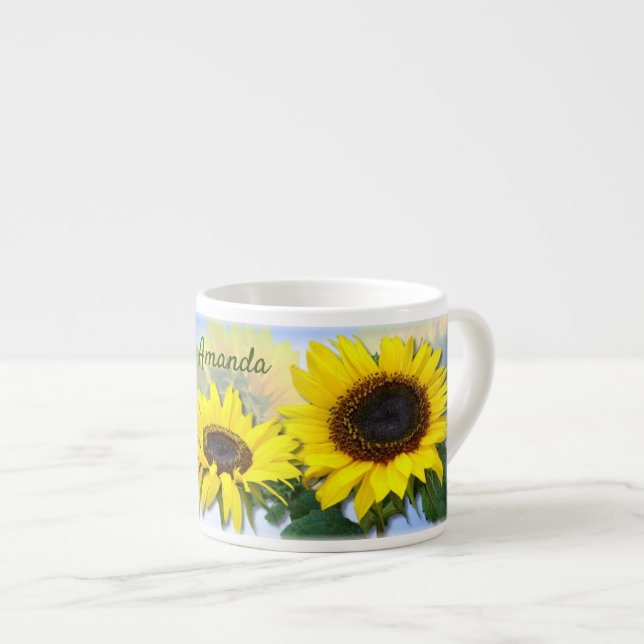 Sonnenblume Personalisierter Textscreme Kaffee Mu Espressotasse (Vorderseite Rechts)