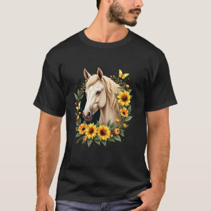 Sonnenblume Pferd Portrait CowGirl Reitpferd T-Shirt