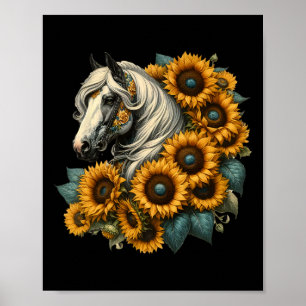 Sonnenblume Pferd Portrait Cowgirl Reittier Horseb Poster