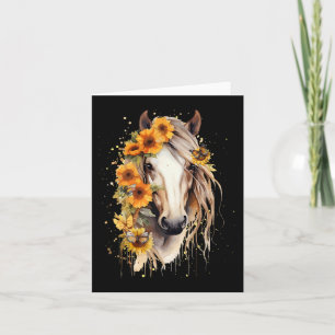 Sonnenblume Pferd Portrait Reittiere Cowgirl Horse Karte