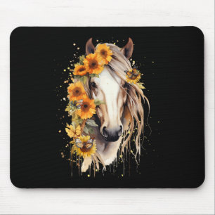 Sonnenblume Pferd Portrait Reittiere Cowgirl Horse Mousepad