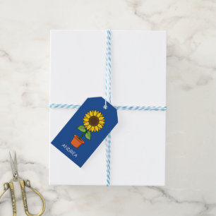 Sonnenblume Pflanze in einem Topf Geschenkanhänger