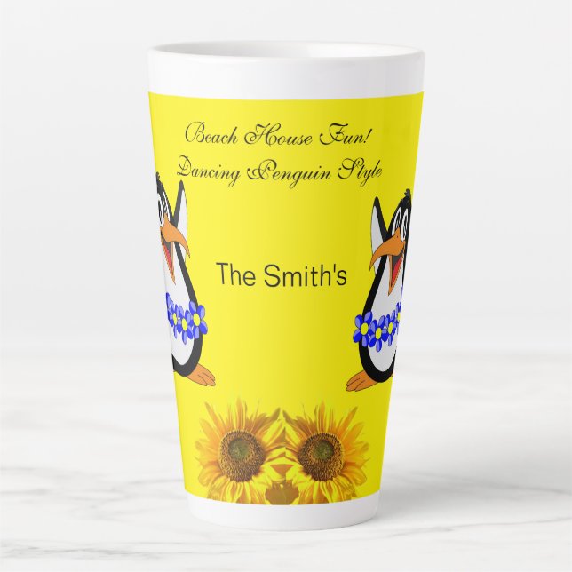 Sonnenblume Pinguin Floral Latte Tasse (Vorderseite)
