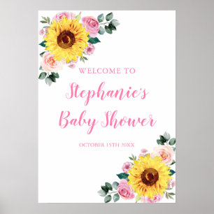 Sonnenblume Pink Aquarell Blumendusche Poster