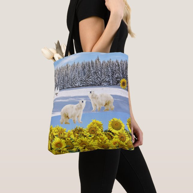 Sonnenblume Polar Bear Tote Beutel (Von Nahem)