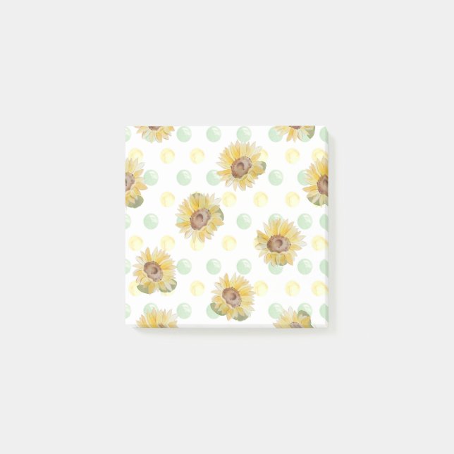 Sonnenblume Polka Dot Sticky Notes Post-it Klebezettel (Vorderseite)