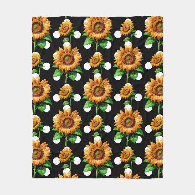 Sonnenblume Polka Dots Fleecedecke (Vorderseite)
