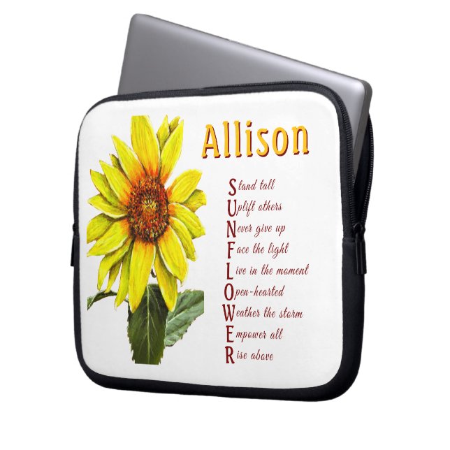 Sonnenblume Positive Ermutigung Laptopschutzhülle (Vorderseite Links)