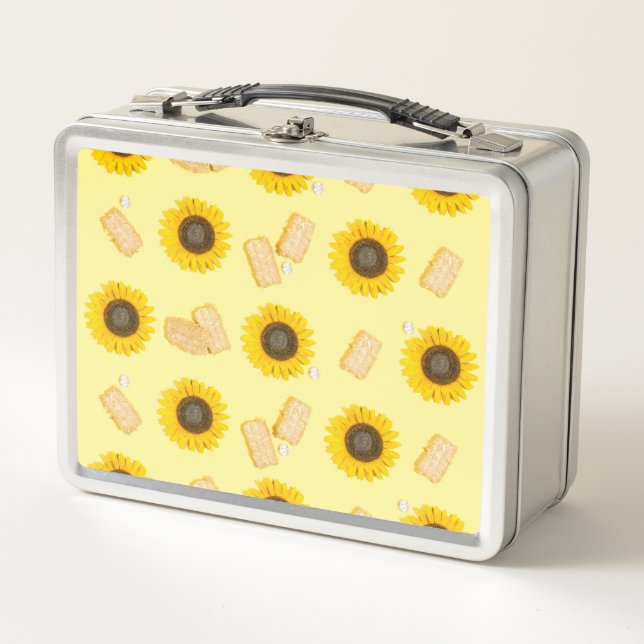 Sonnenblume Power Metall Brotdose (Vorderseite)