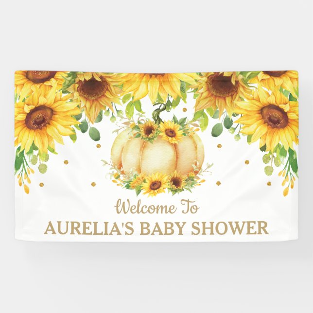 Sonnenblume Pumpkin Baby Dusche Begrüßung Hintergr Banner (Horizontal)