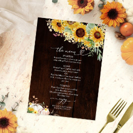 Sonnenblume Pumpkin Burgundy Wedding Menu Card Einladung