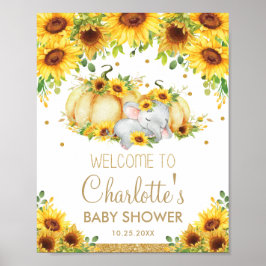 Sonnenblume Pumpkin Elephant Baby Dusche Willkomme Poster