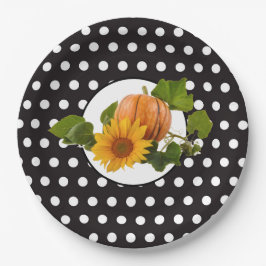 Sonnenblume & Pumpkin Polka Dot Erntedank Pappteller