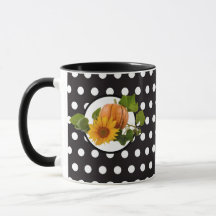 Sonnenblume & Pumpkin White-Black Polka Dot