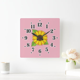 Sonnenblume Quadratische Wanduhr