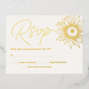 Sonnenblume Real Gold Foil Minimalistisch RSVP Car Folie Einladungspostkarte