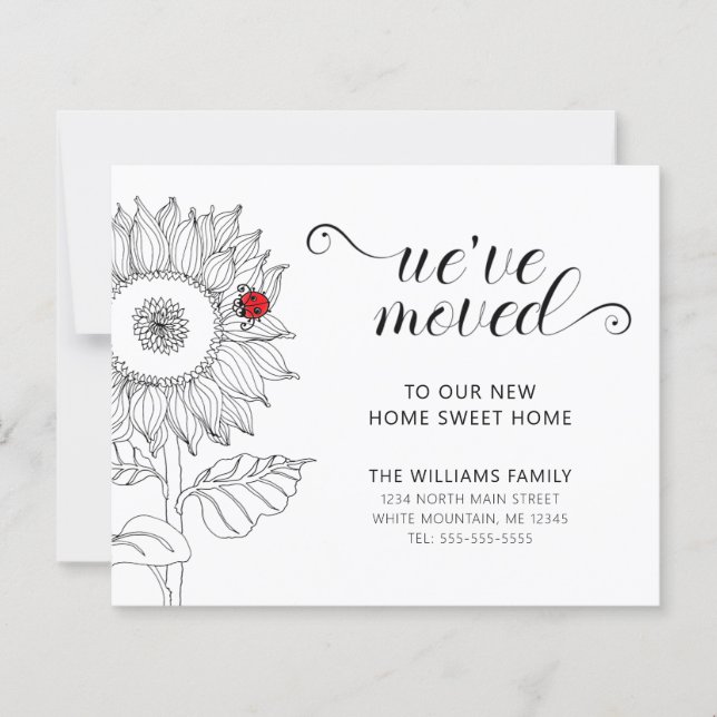 Sonnenblume Red Ladybug Budget Moving Card (Vorderseite)