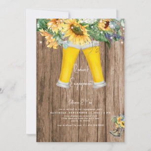 Sonnenblume Redneck Stiefel Holz Verlobungsfeier Einladung