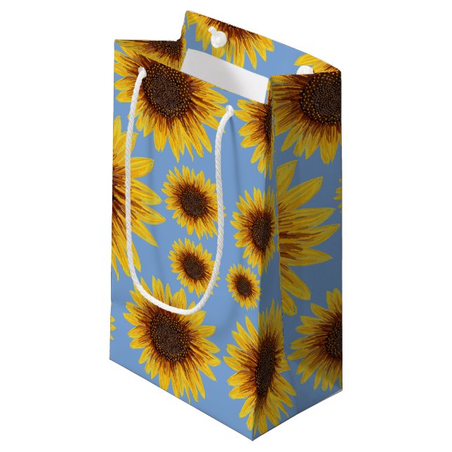 Sonnenblume-Regen Kleine Geschenktüte (Vorderseite Schrägansicht)