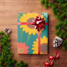 Sonnenblume Retro farbenfrohe Personalisierte Must Geschenkpapier