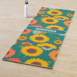 Sonnenblume Retro farbenfrohe Personalisierte Must Yogamatte