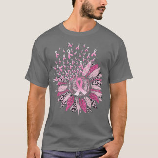 Sonnenblume Ribbon Leopard Rosa Brustkrebs Awaren T-Shirt