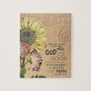 Sonnenblume Römer 8:28 Bibelvers Puzzle