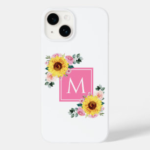 Sonnenblume Rosa Botanische Wasserfarbe Mit Monogr Case-Mate iPhone 14 Hülle