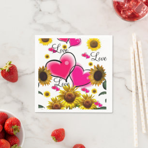 Sonnenblume Rosa Herz Papier Napkins Serviette