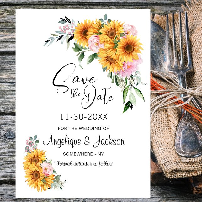 Sonnenblume Rosa Hochzeit Save The Date (Von Creator hochgeladen)