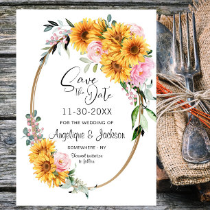 Sonnenblume Rosa Oval Hochzeit Save The Date