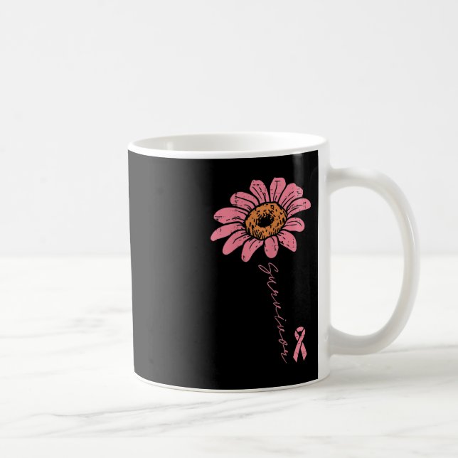Sonnenblume Rosa Ribbon Brustkrebs Überleben Aware Kaffeetasse (Rechts)