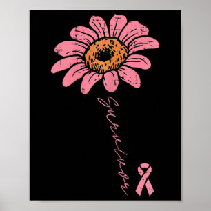 Sonnenblume Rosa Ribbon Brustkrebs Überleben Aware Poster